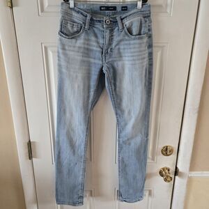 BKE Mason Slim Straight Leg Jeans Mens 29x31 Light Wash Buckle Faded Denim Y2K